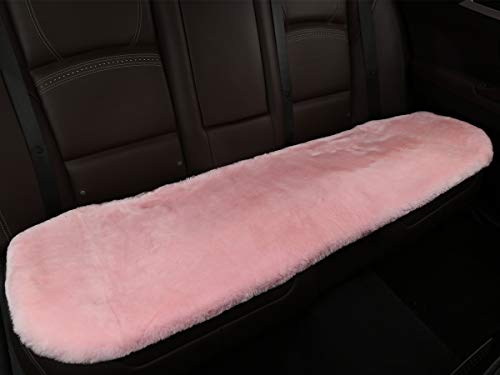 Authentic Sheepskin Car Seat Cushions,Soft Breathable Short Wool Auto Seat Covers Universal Fit for Cars,Chairs Sofa Comfortable and Anti-Slip Back(Light Pink) - color: Pink, size: Back Seat(19.3inch*51.2inch)