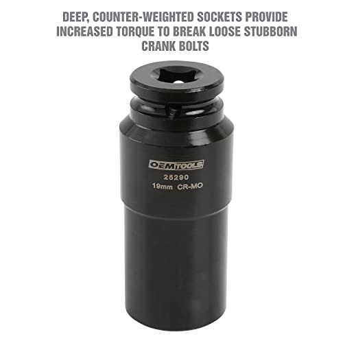 OEMTOOLS 25290 19mm Crank Bolt Socket, Heavy Duty Harmonic Balancer Socket For Stubborn Bolts, 19mm Impact Socket 1/2 Drive Crank Bolt Removal Tool - style: 19 millimeter