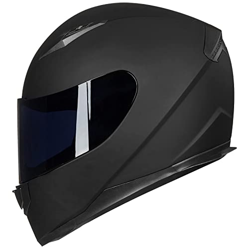ILM Full Face Motorcycle Street Bike Helmet with Removable Winter Neck Scarf + 2 Visors DOT Model ILM-313 - color: Matte Black