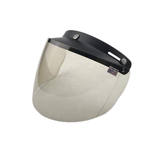 WANCAR Retro Universal Standard 3-Snap Open Face Motorcycle Helmets Flip Up Face Visor Wind Shield Lens(Light Smoke) - color: Light Smoke, size: Standard