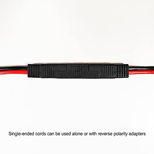 SAE Connector, 12AWG SAE Single Plug DC Quick Disconnect Power Extension Cable with Polarity Reverse Adapter for Motorcycles, Solar Panels, Cars, Tractors, etc. 2-Pack 30CM/1FT