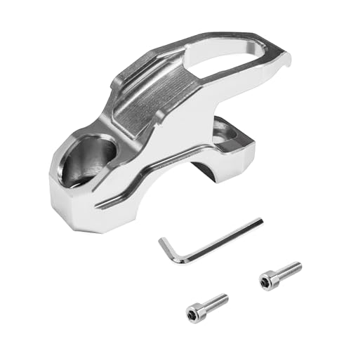 Motorcycle Handlebar Pump Hook, Aluminum Alloy Motorbike Handlebar Storage Hanger with Screws & Wrench, High-Strength Motorcycle Handle Hook for Hanging Helmet Gear Tool (Silver) - color: Silver