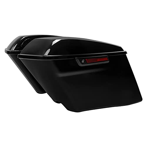 XFMT Motorcycle Saddlebags 4" Stretched Hard Saddle Bags Extended Saddlebags W/Black Latches For Harley Touring CVO Road King Street Glide Road Glide Electra Glide 2014-2024, Vivid Black - color: 4" Stretched-Vivid Black W/ Black Latches