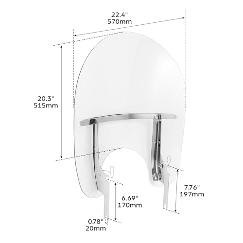 Windshield Windscreen for Harley, SLMOTO Clear Motorcycle Windshield Windscreen Fit for Harley Davidson Road King Classic 1998-2020