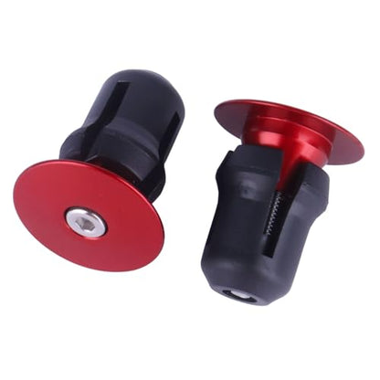 2 Pcs Aluminum Bike Handlebar End Plugs for Road Mountain Bike Handlebar Caps (Red) - color: Red