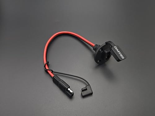 SAE Connector Power Socket Sidewall Port, Weatherproof 12AWG 1FT SAE Quick Connector Harness Extension Cable for Solar Panel, Battery Tender Leads, Generator & Automotive Chassis