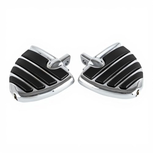 Motorcycle Wing Footpegs Foot Pegs Fit for Harley Touring Road Glide Street Glide Softail Dyna V-Rod Cruiser Wing Fat Bob Yamaha Honda Kawasaki Suzuki (Chrome#50) - color: Chrome#50