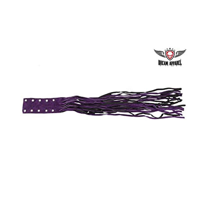 Motorcycle Brake Clutch Covers Cowhide Leather Fringed Brake Lever Cover Universal Grip Tassels Motorcycle Handlebar Covers (Black & Purple, 21.5" Long + 2" Wide) - color: Black & Purple