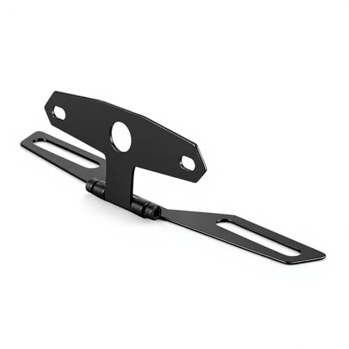 Adjustable Motorcycle License Plate Mount, Folding License Plate Tail Light Holder Rear Bracket Mount for Motorcycle Bike - color: Black