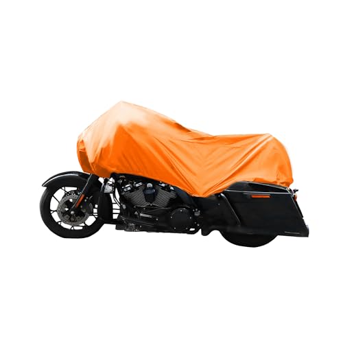 Motorcycle Cover Lightweight Half Cover Outdoor Waterproof Rain Dust Protector Orange XL Size for Most Full Dress Touring Cruiser Durable Material Replacement