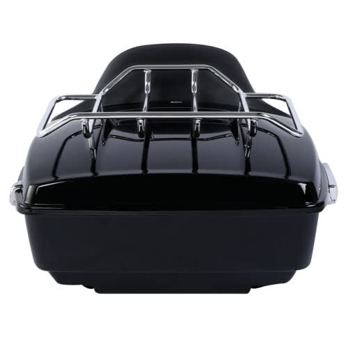 TCMT King Motorcycle Trunk Backrest Pad Top Rack Two Up Mounting Rack Fit For Harley Touring 1997-2008 Electra Glide Road Glide Street Glide Pack - color: No Speaker Holes: Style A Black Rack