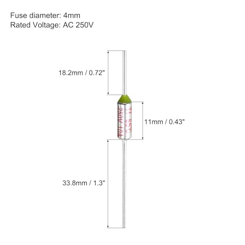 MECCANIXITY 10 Pcs Metal Temperature Thermal Fuse SF85 85C 185F 10A 250V Cutoff Thermal Fuse with 20 Pcs BN1.25 Bare Terminal Butt Connector - style: SF85