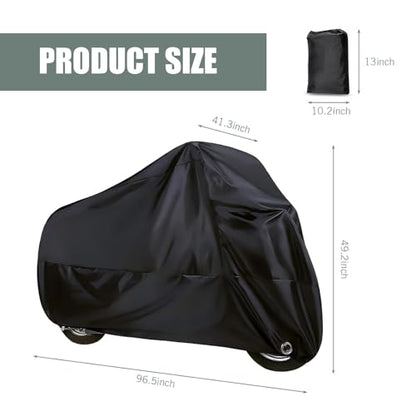 1 PC Motorcycle Cover, 190T Polyester Motorbike Cover, Waterproof Motorcycle Protector with Storage Bag, Universal for Most Motorbikes Vehicle (Black)