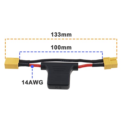 The Lord of the Tools 2PCS XT60 Male to XT60 Female Extension Cable with 30A Fuse 14AWG Silicone Wire for Electric Bikes Drone RC Car Quadcopter Battery Charger