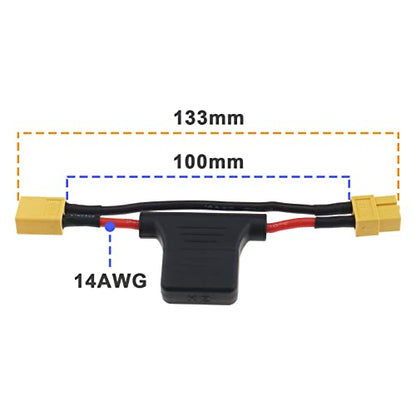The Lord of the Tools 2PCS XT60 Male to XT60 Female Extension Cable with 30A Fuse 14AWG Silicone Wire for Electric Bikes Drone RC Car Quadcopter Battery Charger