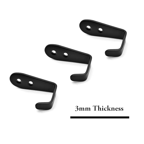 Coat Hooks Black, 6 Pack Jacket Hooks Wall Mounted Stainless Steel Single Robes Hook Heavy Duty, Large L Metal Hook for Entryway Kitchen Bedroom Bathroom Office Toilet - color: Black