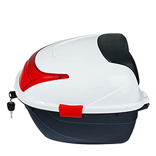 Lockable Motorcycle Trunk Tour Pack Tail Box Luggage 6 Color Top Box 28L Capacity Can Store Helmet for Motorbike Moped Rear Seat Rack(White) - color: White