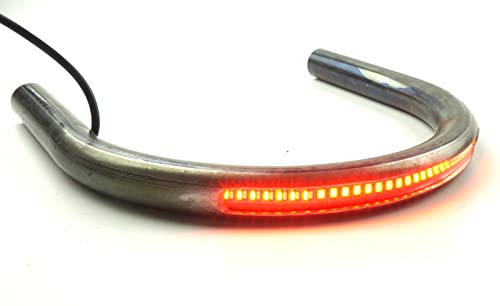 Retro Motorcycle Cafe Racer Seat Frame Hoop Brat Loop with LED Strip Brake Light Tail Light Turn Singal (7/8 inch Tube/Flat Loop/Width 195mm/7.68in) - size: 7/8 inch Tube/Flat Loop/Width 7.68 in