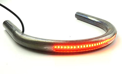 Retro Motorcycle Cafe Racer Seat Frame Hoop Brat Loop with LED Strip Brake Light Tail Light Turn Singal (7/8 inch Tube/Flat Loop/Width 195mm/7.68in) - size: 7/8 inch Tube/Flat Loop/Width 7.68 in