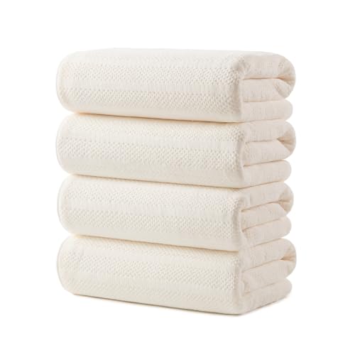 ecolook 4 Pack Microfiber Bath Towels, 31 x 63 inches Extra Large Bath Towel Set, Super Soft Highly Absorbent Bath Towels Set of 4, Quick Dry Lightweight Bathroom Towels for Spa, Pool, Gym, Beige - color: Beige, size: 4 Pack Bath Towel