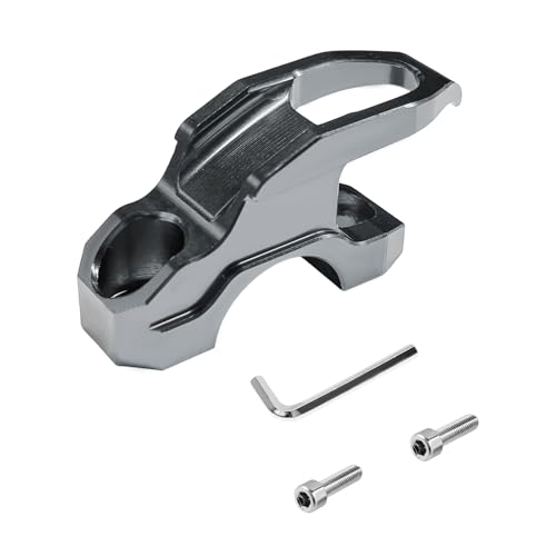 Motorcycle Handlebar Pump Hook, Aluminum Alloy Motorbike Handlebar Storage Hanger with Screws & Wrench, High-Strength Motorcycle Handle Hook for Hanging Helmet Gear Tool (Gray) - color: Gray