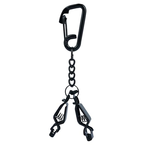 KUNN Glove Clip Stainless Steel Carabiner with Double-End Alligator Clip for Work Gloves, Glove Holder for Wall Mount - color: Black, size: 1 PACK