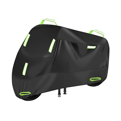 Heavy Duty Motorcycle Cover for Yamaha FJR 1300 2001-2020 2021 2022 2023 2024 2025, Outdoor Rain and Snow Motorcycle Protective Cover, All Season Protection Covers with Lock-Holes & Storage Bag - color: C Black Green