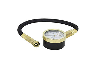 Accu-Gage by Milton Dial Tire Pressure Gauge with Swivel Angle Air Chuck and 11 in. Braided Hose - ANSI Certified for Motorcycle/Car/Truck Tires (0-60 PSI)