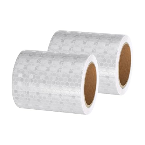 PATIKIL Reflective Tape, 2 Roll 3 Inch x 10 Ft Waterproof Self Adhesive High Visibility Caution Warning Safety Tape Reflector for Trucks Trailers Cars, White - color: White, size: 3 Inch x 10 Ft