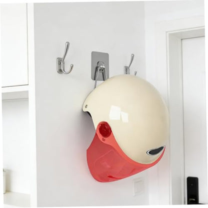 Unomor 3Pcs Motorcycle Helmet Wall Hook Self Adhesive Helmet Holder 6.29x3.11x9.21in No Drill Metal Hanger Wall Mount for Garage Storage Coats Hats