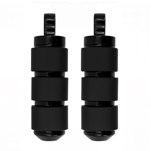 Motorcycle Foot Pegs for Harley Softail Dyna Sportster - Black Aluminum & Rubber Anti-Vibration Footrests with 3/8" Mounting Hole - Custom Style Footpedals for FXST FXR XL 883 1200 Models - color: Black#14