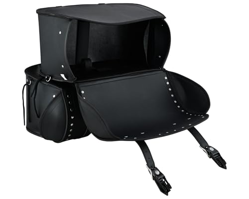 Vance Touring Elite Studded Motorcycle Saddlebags 30L PVC Water-Resistant Compatible with Sportster Dyna Softail Touring Models Vstar Shadow Wide Glide (Touring Elite, Studded)