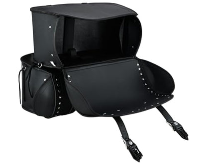 Vance Touring Elite Studded Motorcycle Saddlebags 30L PVC Water-Resistant Compatible with Sportster Dyna Softail Touring Models Vstar Shadow Wide Glide (Touring Elite, Studded)