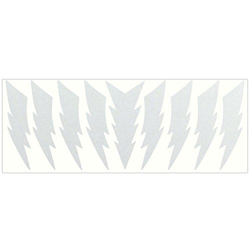 LiteMark Reflective Lightning Bolt Stickers, 4 x 1 Inch Hard Hat Helmet Safety Decals, Electrician Safety Stickers, 9 Pack, White/Silver - color: White / Silver