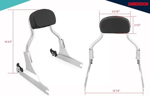 YHMOTO Chop Short Height Passenger Backrest Sissy Bar Fit 200mm Fender Compatible with 2006-2017 Harley Softail Fat Boy Night Train (Chrome)