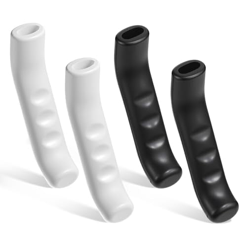 2 Pairs Bike Brake Lever Cover Non-Slip Brake Lever Grip Silicone Sleeve Protection Handle Cover for Bicycle Universal Soft Anti-Slip Brakes Handle for Most Road Bikes or Mountain Bike (Black,White)