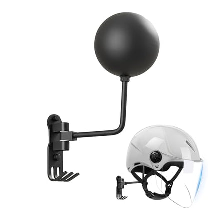 Wall Mounted Helmet Stand – Motorcycle Storage Hanger, 180 Degree Swivel Organizer | Display Rack, Metal Holder With Hooks For Jackets, Cycling Gear, Garage Equipment Storage