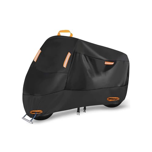 Heavy Duty Motorcycle Cover for Yamaha FJR 1300 2001-2020 2021 2022 2023 2024 2025, Outdoor Rain and Snow Motorcycle Protective Cover, All Season Protection Covers with Lock-Holes & Storage Bag - color: A Black Orange