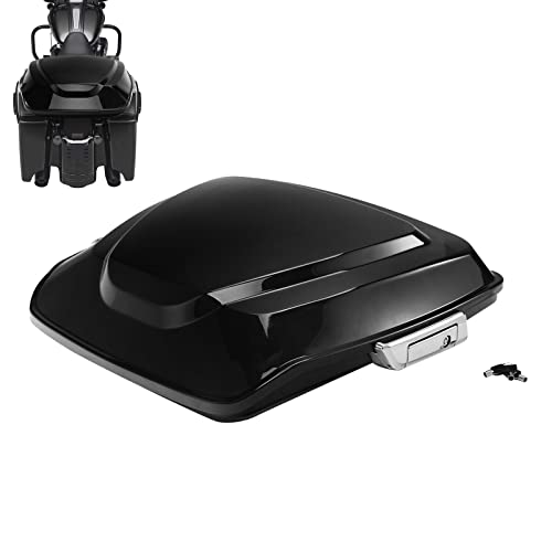 TCMT Razor Motorcycle Trunk Box w/Latch Fit For Harley 2014-2025 Touring CVO Road King Road Glide Street Glide Electra Glide Ultra Limited Pack - color: New Style Vivid Black with Chrome Latches, size: Fit For Touring 2014-2023