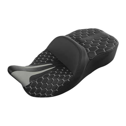 C.C. RIDER Gel Seat Driver Passenger Seat Hammock Gray Hexagon Fit For Harley Touring 2009-2023 Street Glide Road Glide Road King Electra Glide and 2009-2021 Tri Glide - color: 23# Gel Grey