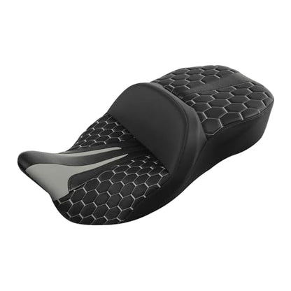 C.C. RIDER Gel Seat Hammock Seat Driver Passenger Seat Gray Hexagon Fit for Harley Touring 2009-2023 Street Glide FLHX Road King FLHR Road Glide FLTRX Electra Glide FLHT - color: 23# Gel Gray