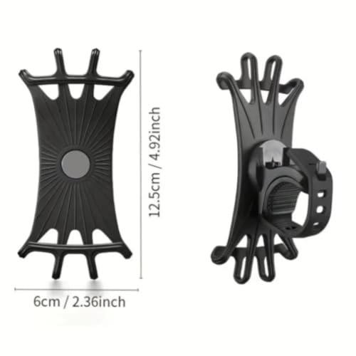 360° Rotatable Anti-Shake Bike Phone Mount Silicone Universal Secure Holder for Motorcycle E-Bike Navigation (Black) - color: black