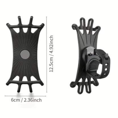 360° Rotatable Anti-Shake Bike Phone Mount Silicone Universal Secure Holder for Motorcycle E-Bike Navigation (Black) - color: black