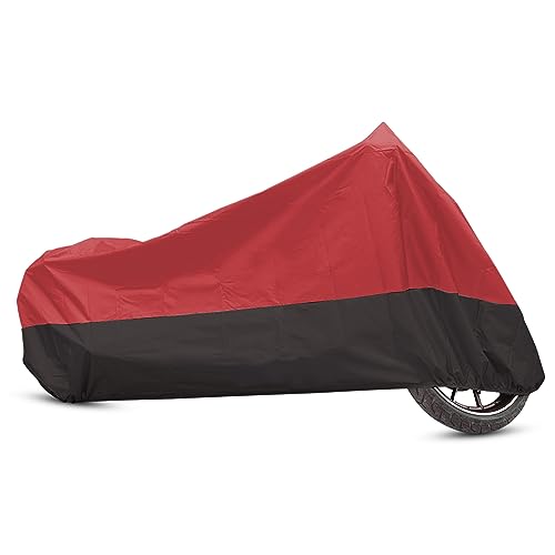 uxcell Motorcycle Cover Motorbike Full Cover Outdoor Waterproof Rain Dust Protector 190T XXL Red Black for Honda Most Full Dress Touring Cruiser Scooters Universal - color: Red Black, size: XX-Large