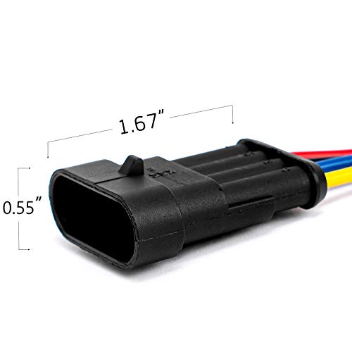 4 Pin Way 16 AWG Car Waterproof Electrical Connector Plug with Wire AWG Marine Pack of 5 - size: 4 Pin