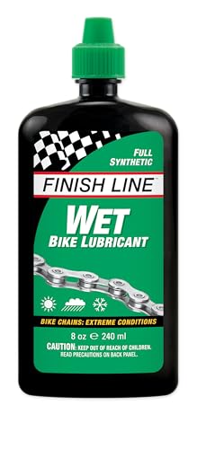 Finish Line Wet Bicycle Chain Lube – Long-Lasting Wet Style Lubricant for Road, Mountain, and Gravel Bikes – Reduces Friction and Repels Water – 8oz Drip Bottle | bike-oils - size: 8 oz.