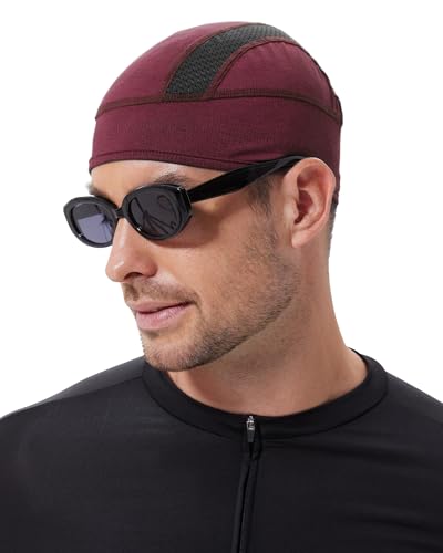 Cooling Skull Cap Helmet Liner-Lightweigh Mesh Sweat Wicking Beanie Caps for Hard Hat,Motorcycle,Cycling,Running - color: 1-wine Red