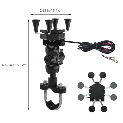 Motorcycle Phone Mount with USB Charger, X-Shaped Anti-Shake Phone Holder for Electric Bike Navigation and Quick Charging on Handlebar