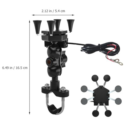 Motorcycle Phone Mount with USB Charger, X-Shaped Anti-Shake Phone Holder for Electric Bike Navigation and Quick Charging on Handlebar