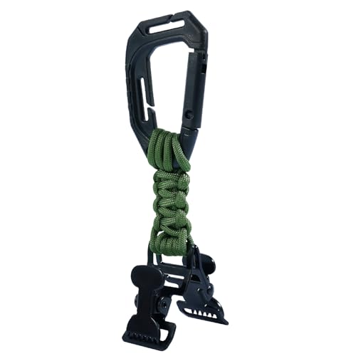 KUNN Glove Clips with Plastic Carabiner and Paracord, Metal Clips for Heavy Duty Gloves, with Key Ring for Tactical Backpack - color: Army Green-2, style: 2 Alligator Clips